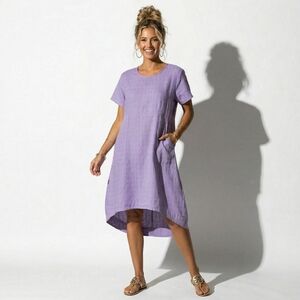 Bryn Walker Dress Womens XXS Lilac Purple Heavy Linen Tunic High-Low Round Neck